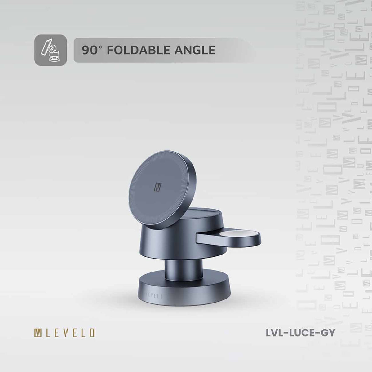 ستاند و شاحن من Levelo / يشحن الجوال + الساعة + الايربودز / يدعم MagSafe / مع اضاءة ليلية مدمجة
