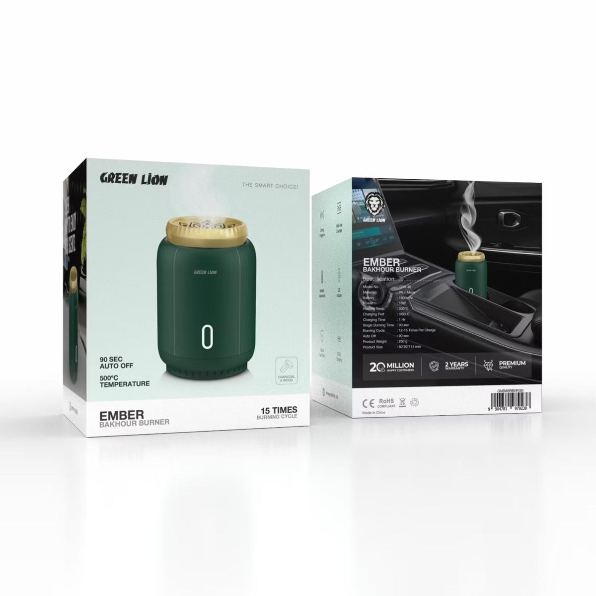 مبخر من قرين ليون ميني 2 بقوة 2000 ملي امبير - اخضر-ابيض-اسود