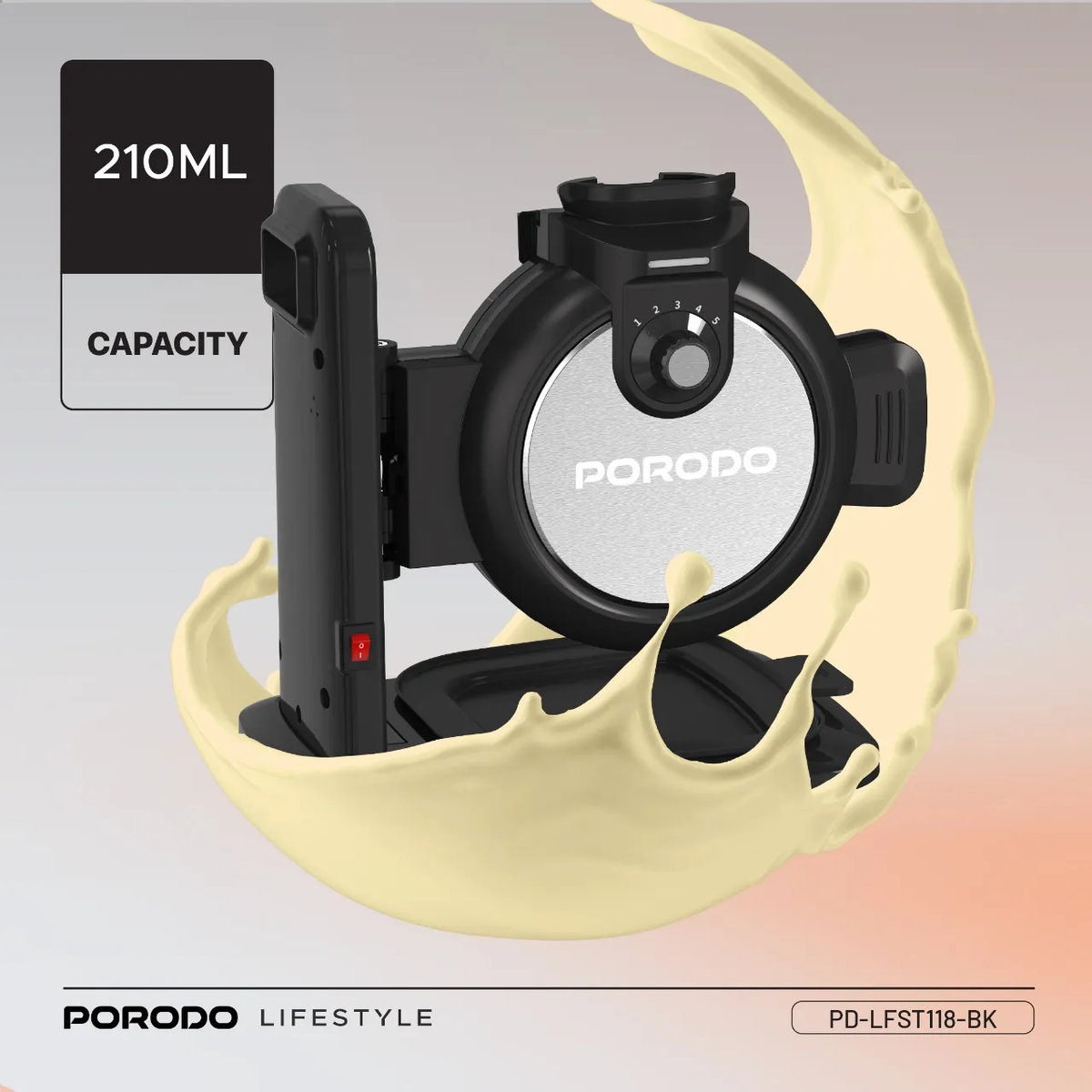 جهاز وافل كهربائي بخمس مستويات حرارة 800 واط بورودو Porodo Lifestyle Vertical Waffle Maker With 5 Temperature Modes