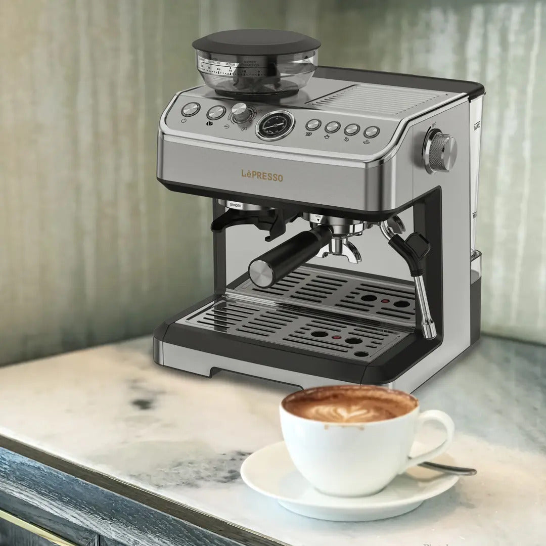 ماكينة اسبريسو احترافية ليبريسو 2380 واط 20 بار مع غلاية مزدوجة ومطحنة 58 مم مدمجة Lepresso Espresso Maker Chinese Pump With Grinder