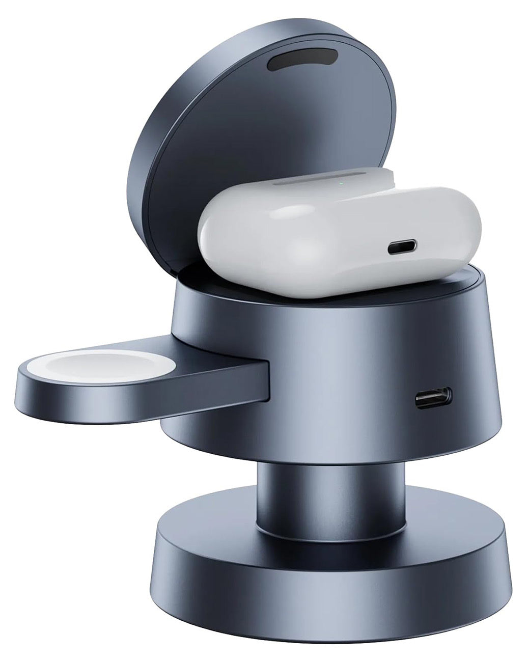 ستاند و شاحن من Levelo / يشحن الجوال + الساعة + الايربودز / يدعم MagSafe / مع اضاءة ليلية مدمجة