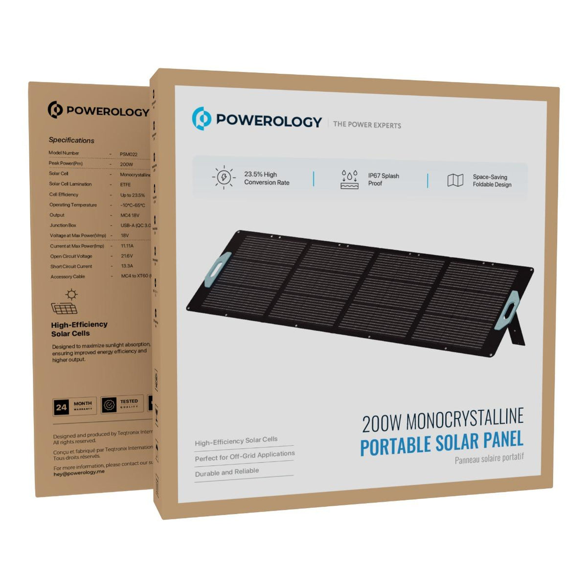 لوحة شمسية محمولة أحادية البلورة من باورولوجي بقوة 200 واط