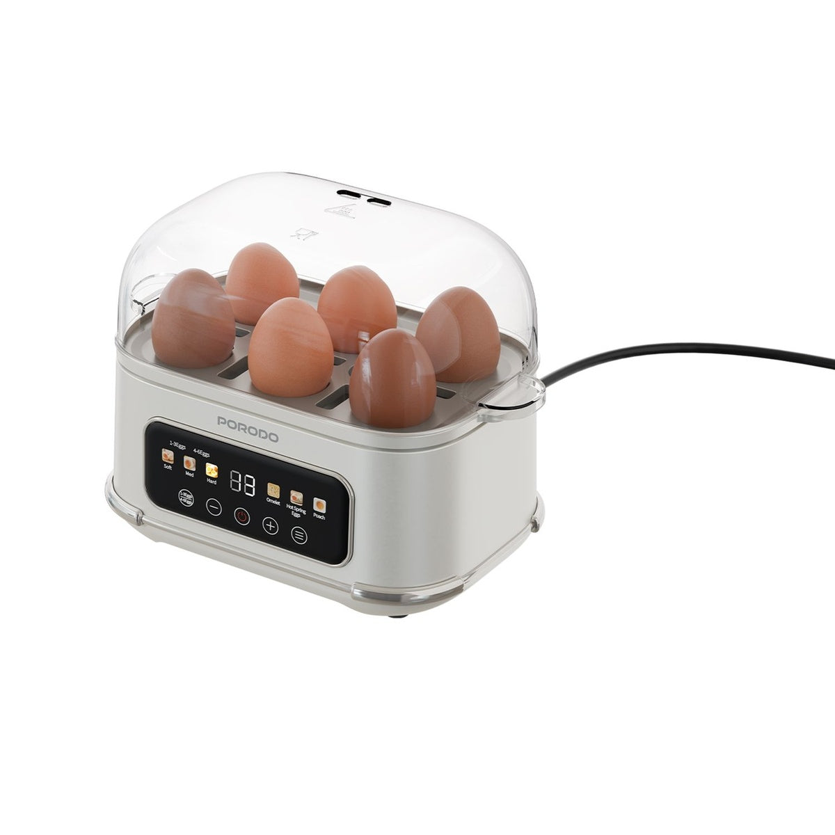 سلاقة البيض الكهربائية 6 بيضات بشاشة رقمية من بورودو Porodo Lifestyle Poacher Smart Electric Egg Bolier