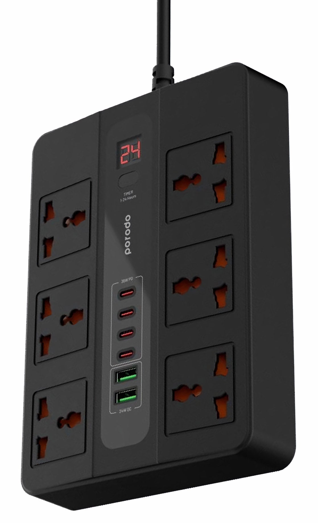توصيلة كهرباء من بورودو مع 6 بلكات و 6 USB / مع ميزة الاغلاق الذاتي