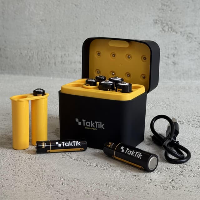 شاحن بطاريات ليثيوم تكتك مع 8 بطاريات قابلة للشحن 5 فولت Taktik