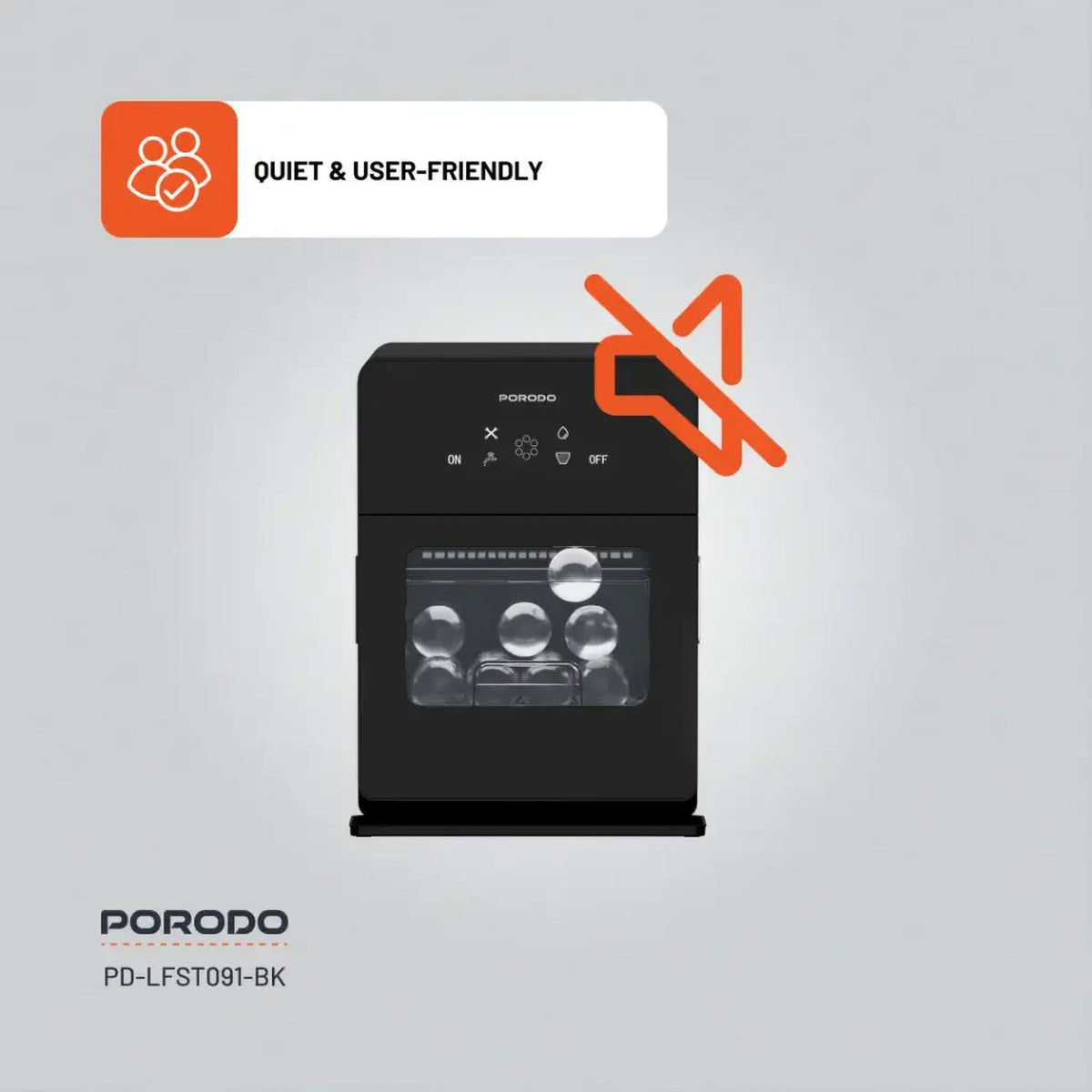 صانعة الثلج الكهربائية Porodo / تنتج 10 كجم من الثلج يوميًا / قوة 260 واط / شاشة تعمل باللمس LCD