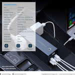 محول طاقة للسيارة من باورولوجي، 300 واط، 36 واط PD، 2 منفذ USB-C/ 2 منفذ USB-A/ 2 منفذ تيار متردد، طول الكابل 53 سم، شاشة عرض معلومات الطاقة، حماية مدمجة، شحن متزامن، شاحن للكمبيوتر المحمول - أسود