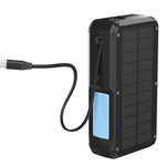 بنك الطاقة بالطاقة الشمسية من باورولوجي بسعة 27000 مللي أمبير مع شحن لاسلكي وشحن متزامن، ومصباح متعدد الأوضاع، وشحن من 0% إلى 65% في 35 دقيقة، وطول الكابل 70 مم - أسود