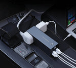 محول طاقة للسيارة من باورولوجي، 300 واط، 36 واط PD، 2 منفذ USB-C/ 2 منفذ USB-A/ 2 منفذ تيار متردد، طول الكابل 53 سم، شاشة عرض معلومات الطاقة، حماية مدمجة، شحن متزامن، شاحن للكمبيوتر المحمول - أسود