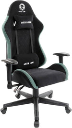 كرسي ألعاب Green Lion ERGO X GCX44، ارتفاع قابل للتعديل من 121 إلى 131 سم، زاوية إمالة 155 درجة، مساند ذراع قابلة للتعديل ثنائية الأبعاد، دعم قطني مدمج، وسادة رقبة قابلة للإزالة، عجلات دوارة 360 درجة