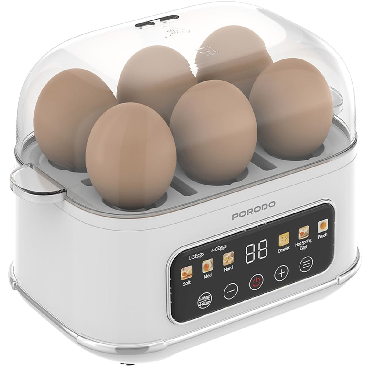 سلاقة البيض الكهربائية 6 بيضات بشاشة رقمية من بورودو Porodo Lifestyle Poacher Smart Electric Egg Bolier