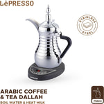 دلة LePresso الكهربائية لتحضير القهوة العربية / سعة 750 مل / فضي