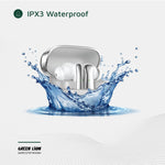 سماعات أذن لاسلكية حقيقية من جرين ليون مانشستر مصنوعة من مادة ABS، بطارية سماعات أذن 25 مللي أمبير/ساعة، بطارية حافظة 200 مللي أمبير/ساعة، إصدار بلوتوث 5.4، نطاق بلوتوث 12 مترًا، وقت استعداد 2000 ساعة، منفذ شحن من النوع C، وقت شحن 70 دقيقة، مقاومة للماء I