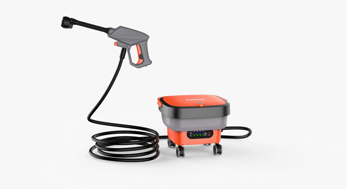 مغسلة سيارات متنقلة بورودو خزان ماء قابل للطي 15 لتر 260 واط لون برتقالي Porodo Portable Car Washer