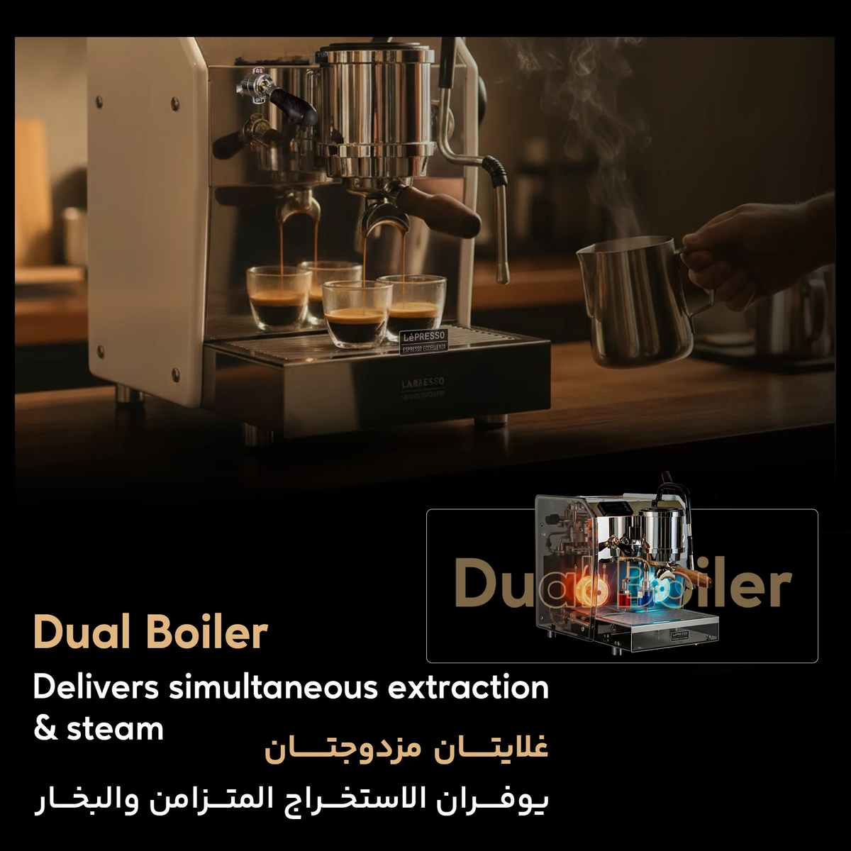 ماكينة قهوة اسبريسو 10 بار 2750 واط مع 2 غلاية ابيض ليبريسو Lepresso Dual Boiler Commercial Coffee Machine - White