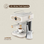 ماكينة قهوة مع ١٥ بار أولكا بومب ١.٢ لتر أبيض ليبريسو Lepresso Coffee Machine With 15 Bar Ulka Pumb 1.2l White
