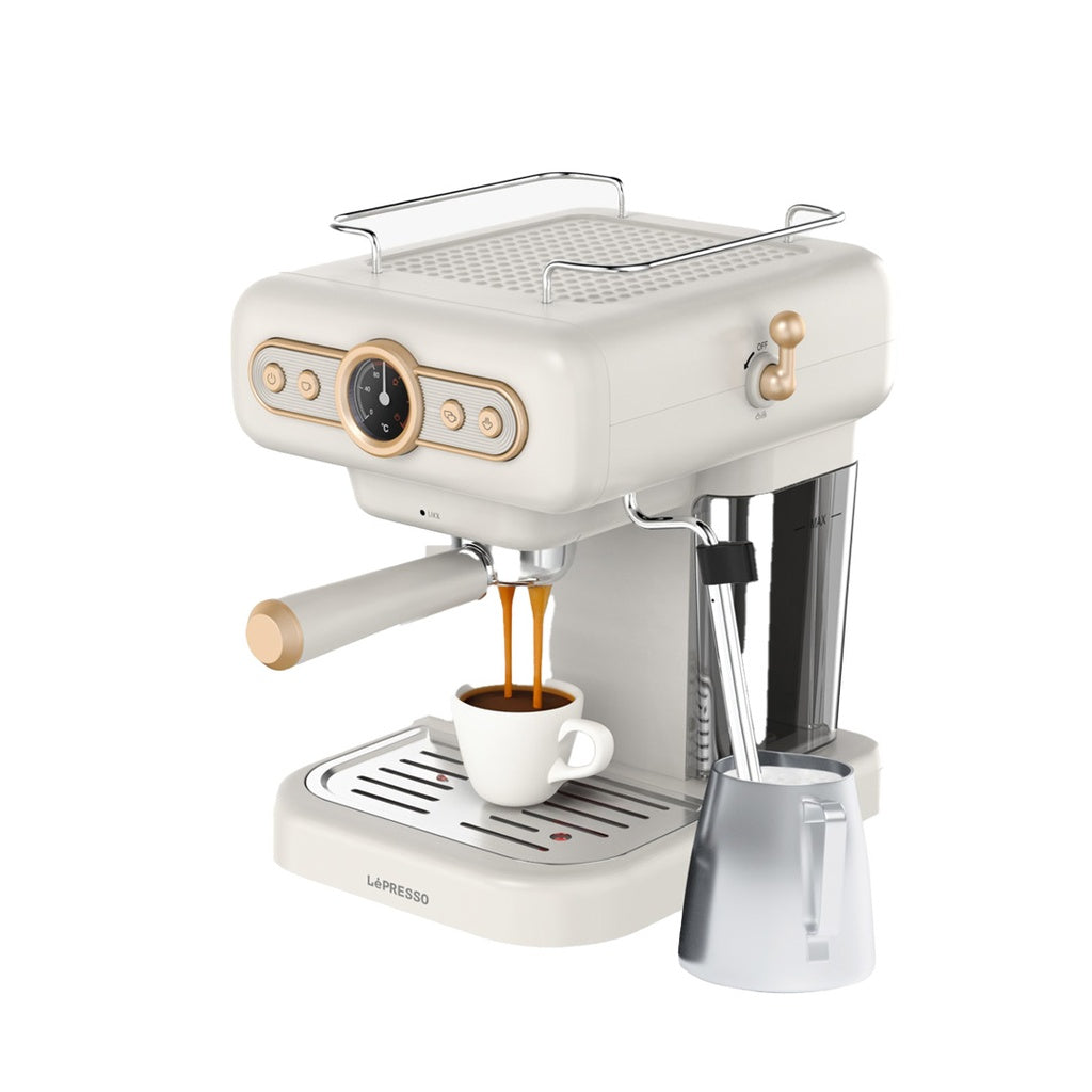 ماكينة قهوة مع ١٥ بار أولكا بومب ١.٢ لتر أبيض ليبريسو Lepresso Coffee Machine With 15 Bar Ulka Pumb 1.2l White