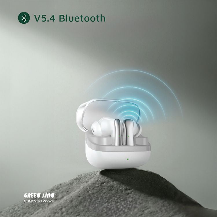 سماعات أذن لاسلكية حقيقية من جرين ليون مانشستر مصنوعة من مادة ABS، بطارية سماعات أذن 25 مللي أمبير/ساعة، بطارية حافظة 200 مللي أمبير/ساعة، إصدار بلوتوث 5.4، نطاق بلوتوث 12 مترًا، وقت استعداد 2000 ساعة، منفذ شحن من النوع C، وقت شحن 70 دقيقة، مقاومة للماء I