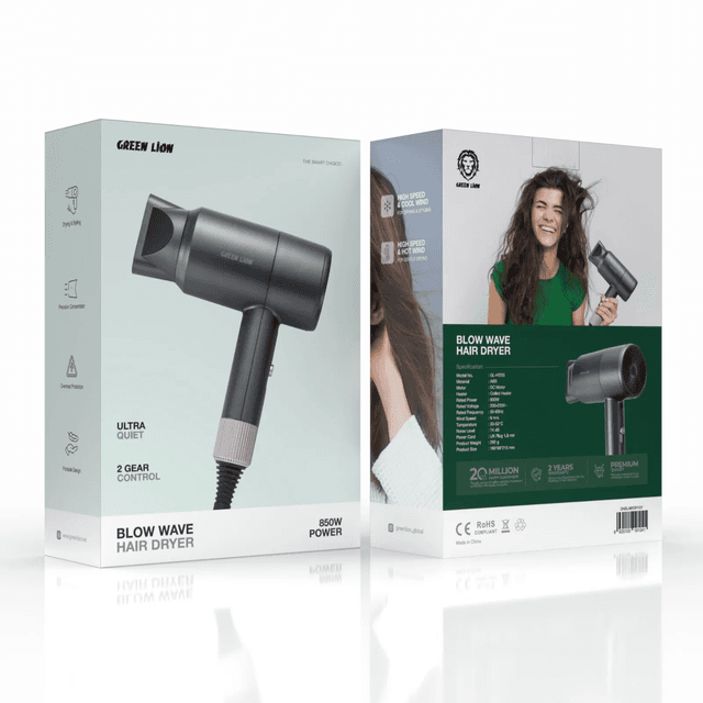 مجفف شعر صغير 850 واط رمادي جرين ليون Green Lion Blow Wave Hair Dryer 850w - Grey