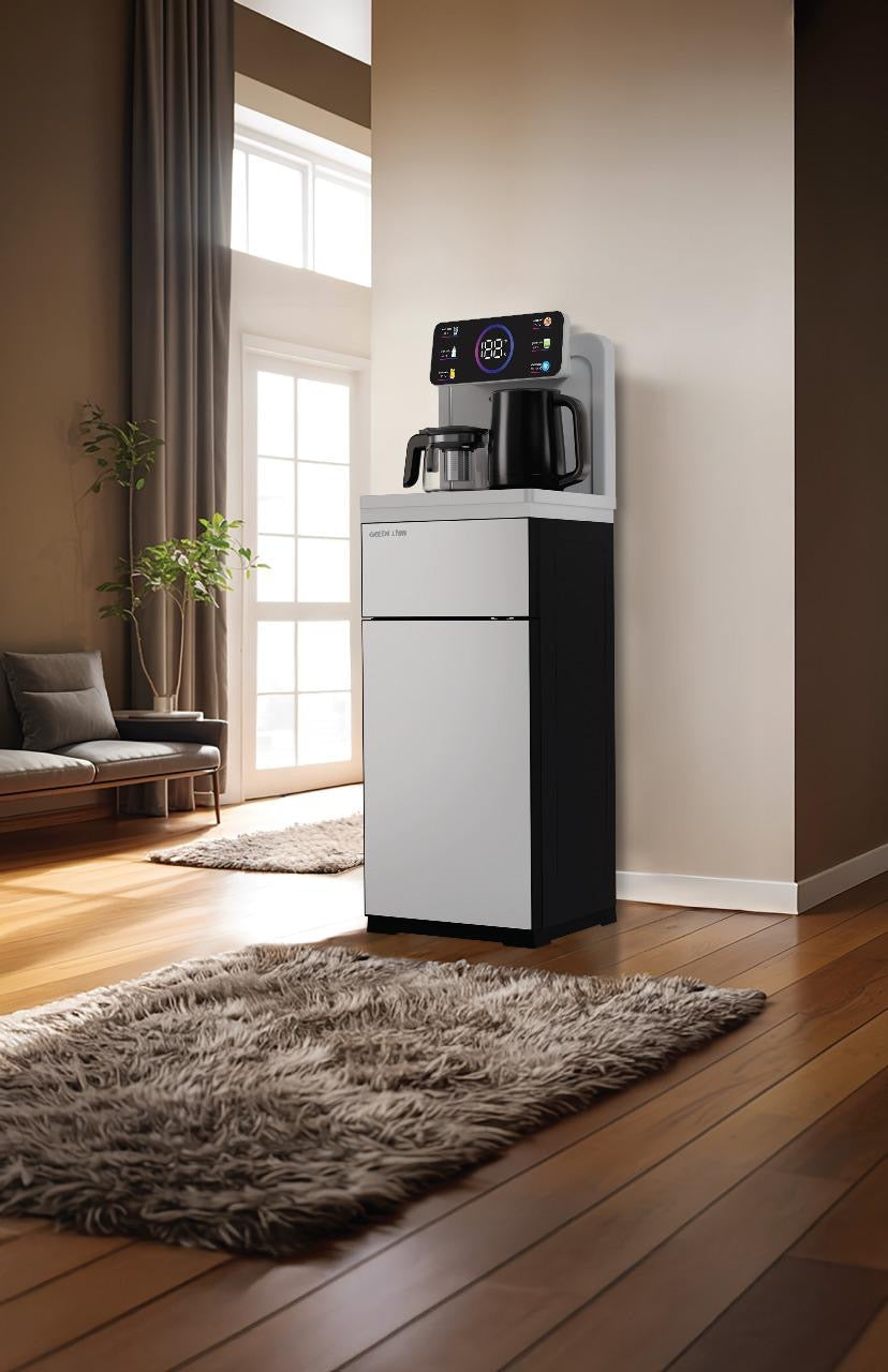 موزع المياه الذكي بقدرة 1440 واط، تحكم عن بعد، تبريد وتسخين، مزود بخزان مزدوج وغلاية شاي من Green Lion
