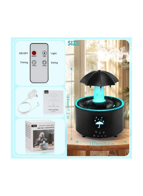 مرطب هواء وموزع روائح على شكل مظلة مطر مع أصوات مطر مهدئة وتأثير تنقيط الماء وإضاءة