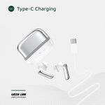 سماعات أذن لاسلكية حقيقية من جرين ليون مانشستر مصنوعة من مادة ABS، بطارية سماعات أذن 25 مللي أمبير/ساعة، بطارية حافظة 200 مللي أمبير/ساعة، إصدار بلوتوث 5.4، نطاق بلوتوث 12 مترًا، وقت استعداد 2000 ساعة، منفذ شحن من النوع C، وقت شحن 70 دقيقة، مقاومة للماء I