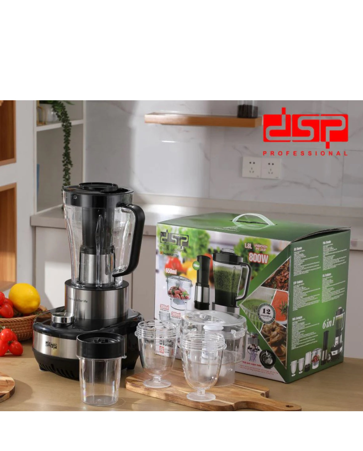 خلاط DSP عالي الجودة بمحرك نحاسي نقي بقوة 800 واط وخلاطات وعصارات 6 في 1