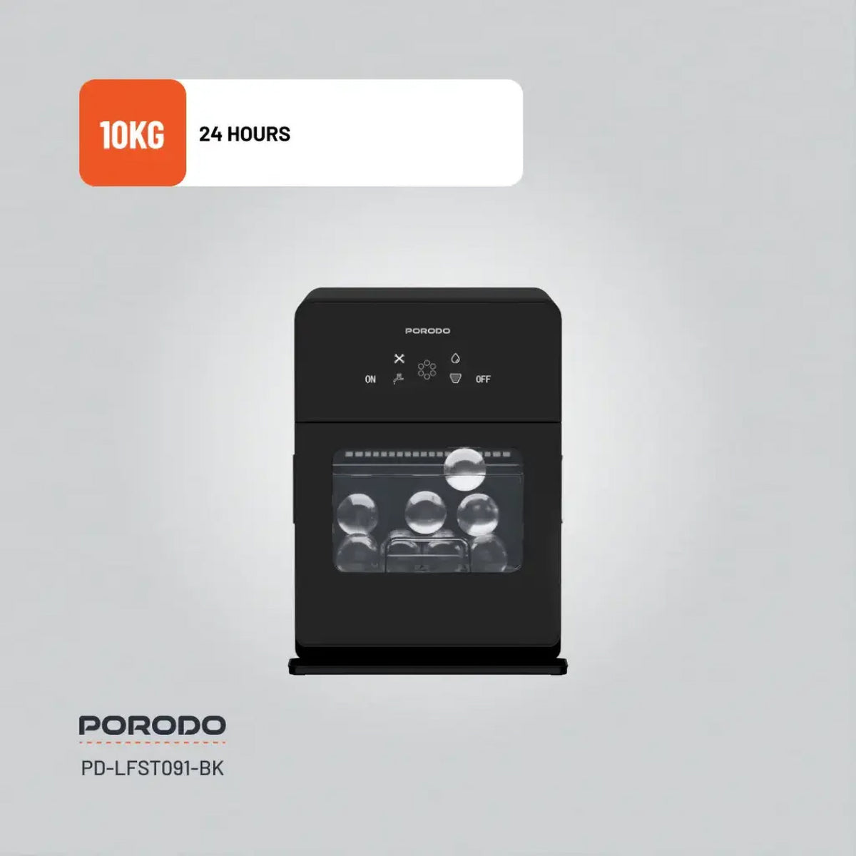 صانعة الثلج الكهربائية Porodo / تنتج 10 كجم من الثلج يوميًا / قوة 260 واط / شاشة تعمل باللمس LCD