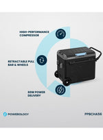 ثلاجة محمولة 60 لتر مع حجرة مزدوجة وعربة / ثلاجة ومجمدة ذكية / ضاغط عالي الكفاءة - رمادي