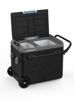 ثلاجة محمولة 60 لتر مع حجرة مزدوجة وعربة / ثلاجة ومجمدة ذكية / ضاغط عالي الكفاءة - رمادي