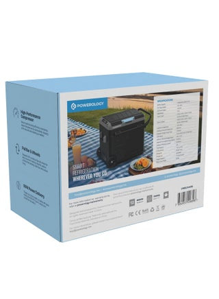 ثلاجة محمولة 60 لتر مع حجرة مزدوجة وعربة / ثلاجة ومجمدة ذكية / ضاغط عالي الكفاءة - رمادي